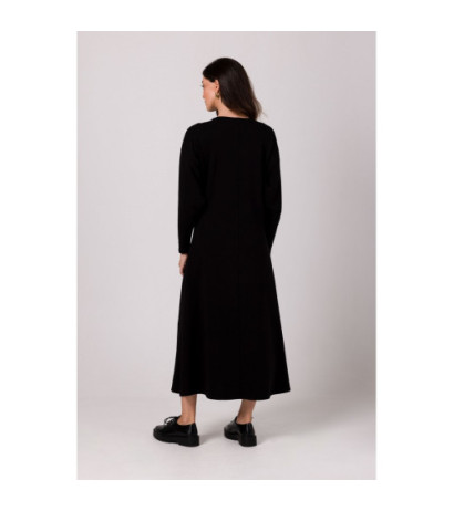 B267 Sukienka maxi z głębokim dekoltem V - czarna