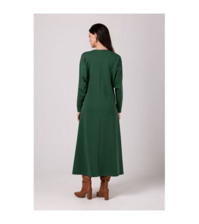 B267 Sukienka maxi z głębokim dekoltem V - trawiasta