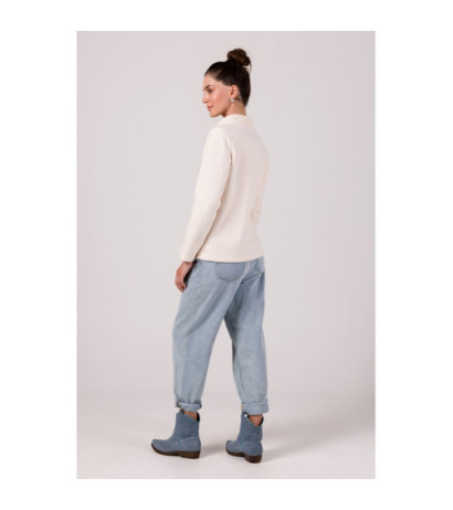 B268 Bluza z wysokim kołnierzem - waniliowa