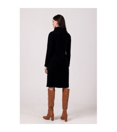 B270 Sukienka z wysokim kołnierzem - czarna