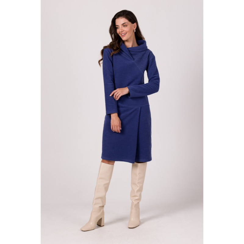 B270 Sukienka z wysokim kołnierzem - indygo