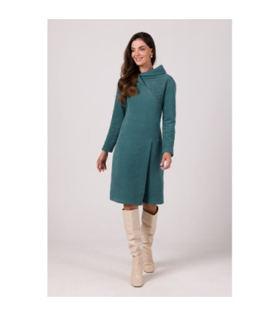 B270 Sukienka z wysokim kołnierzem - turkusowa