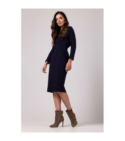 B271 Sukienka z kopertowym dekoltem - granatowa