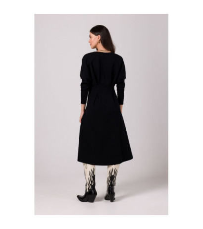 B273 Sukienka z mocno zaznaczoną talią - czarna