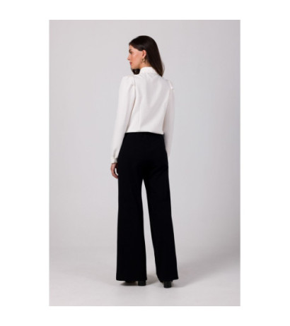 B275 Spodnie z przeszyciami na nogawkach - czarne