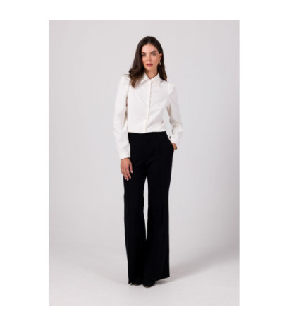 B275 Spodnie z przeszyciami na nogawkach - czarne