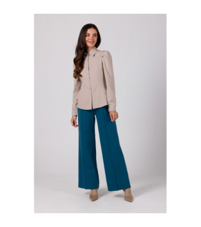 B277 Zapinana koszula z kołnierzykiem - beżowa