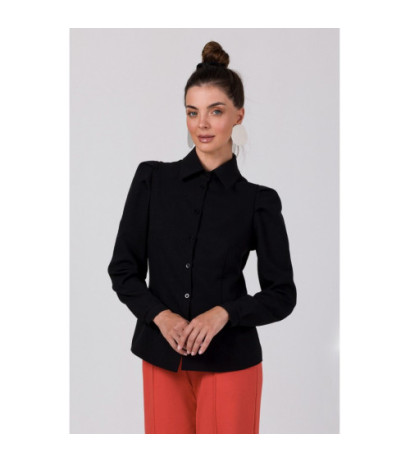 B277 Zapinana koszula z kołnierzykiem - czarna