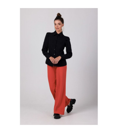 B277 Zapinana koszula z kołnierzykiem - czarna