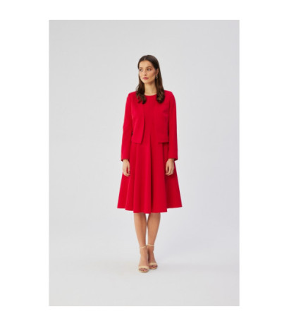 S358 Sukienka rozkloszowana bez rękawów - czerwona