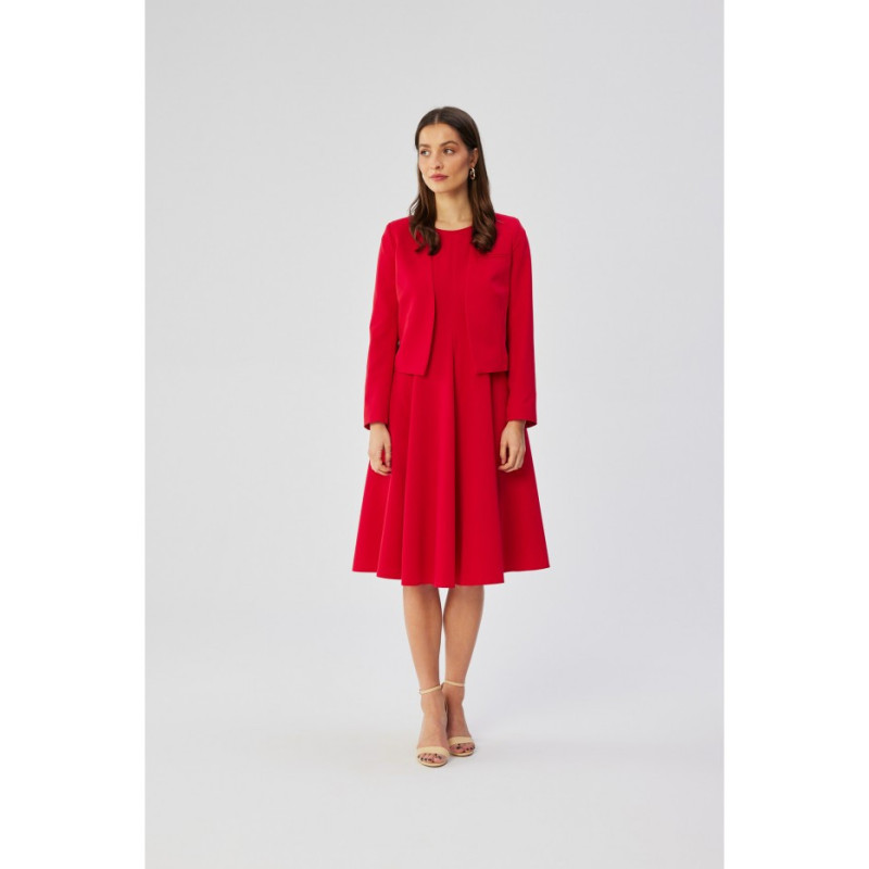 S358 Sukienka rozkloszowana bez rękawów - czerwona