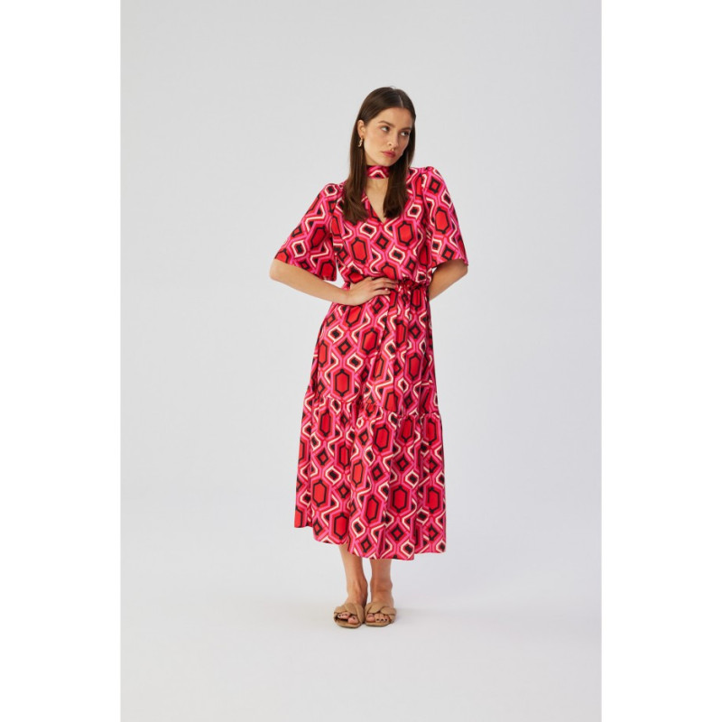 S367 Sukienka maxi z falbaną - model 1