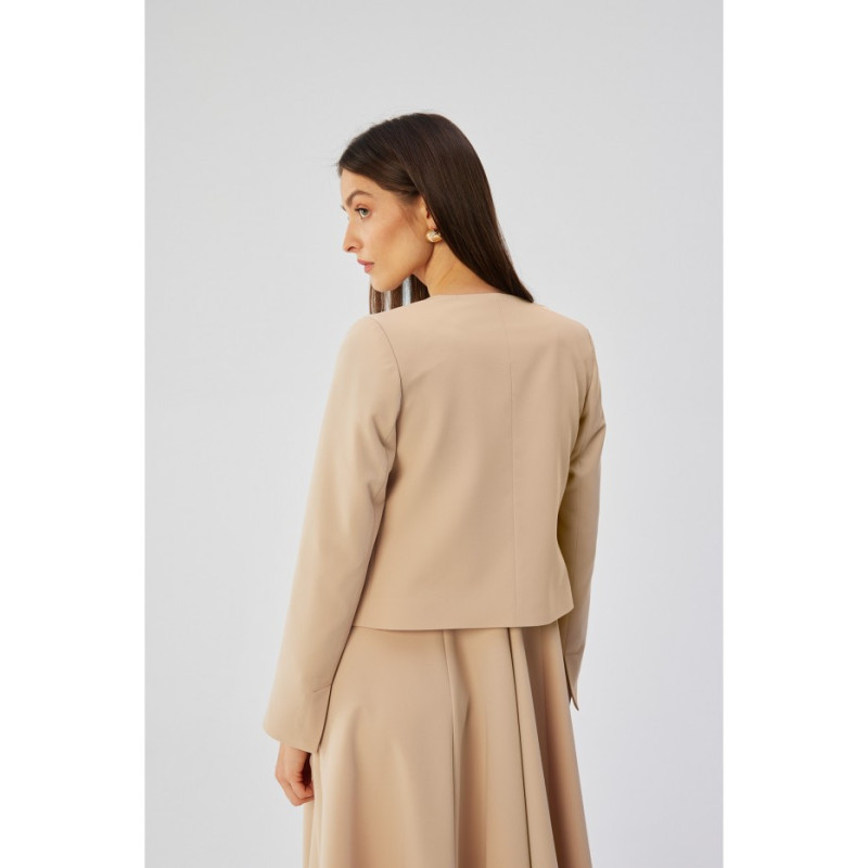 S368 Krótka marynarka bez zapięcia - beżowa