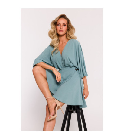 M785 Sukienka mini z rozkloszowanym dołem - agawa