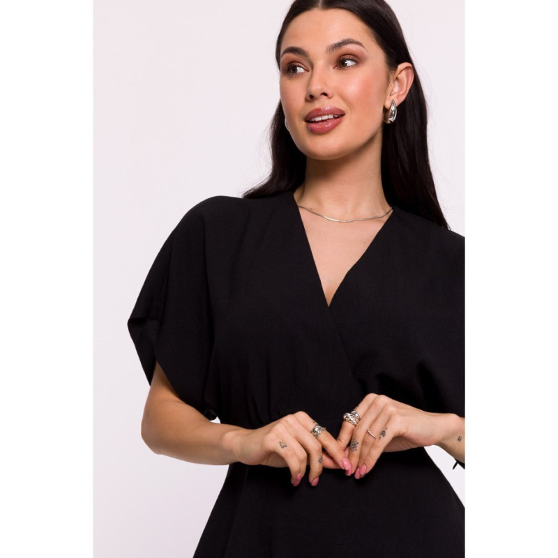 B278 Sukienka rozkloszowana - czarna