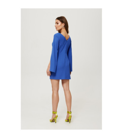 K190 Sukienka z rozciętymi rękawami - niebieska