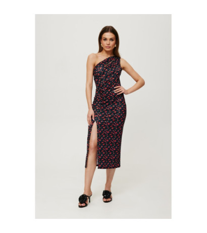 K194 Sukienka midi z nadrukiem i łezką w dekolcie - model 3