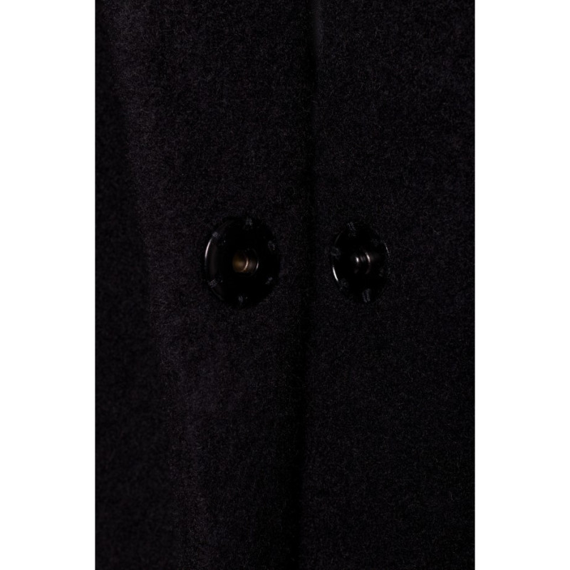 M808 Krótki płaszcz z włosem - czarny