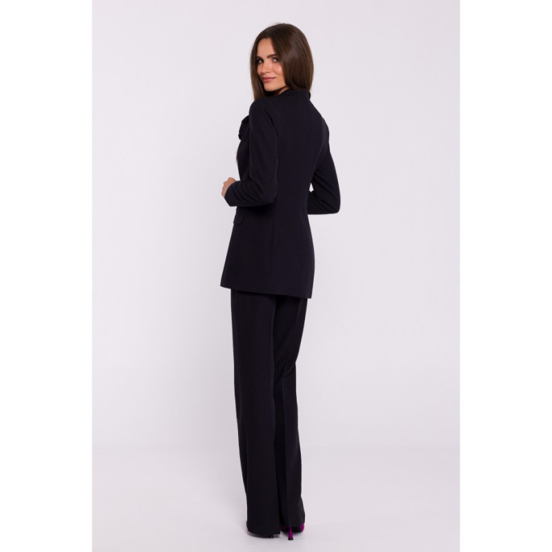 S370 Marynarka z kwiatkiem - czarna