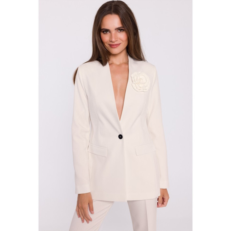 S370 Marynarka z kwiatkiem - kość słoniowa