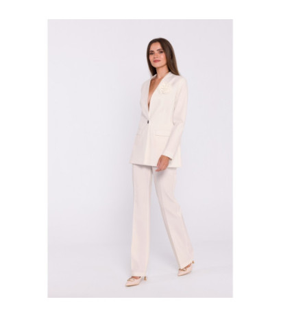 S370 Marynarka z kwiatkiem - kość słoniowa