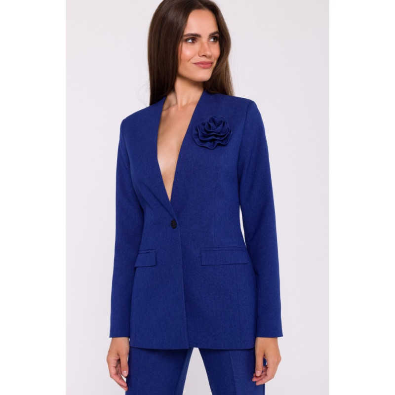 S370 Marynarka z kwiatkiem - niebieska