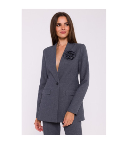 S370 Marynarka z kwiatkiem - szara