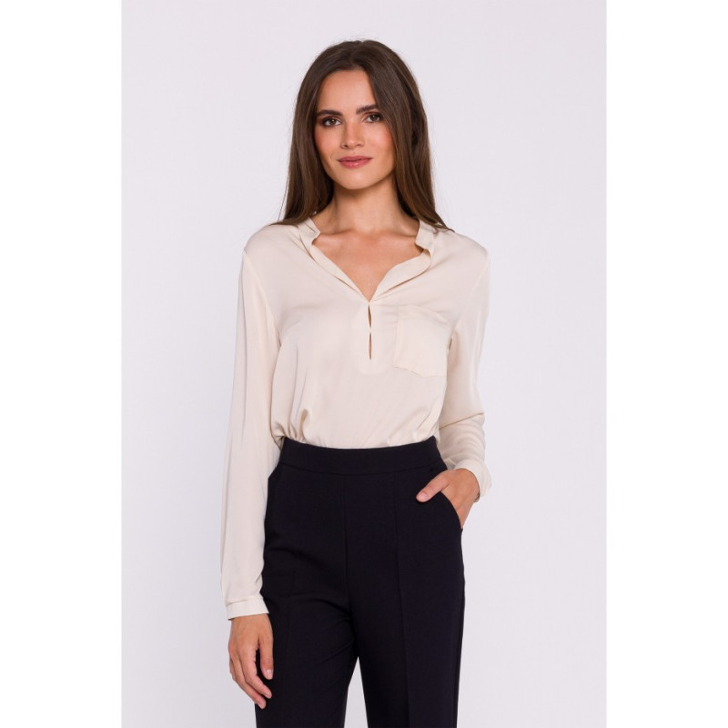 S375 Bluzka z długimi rękawami - beżowa