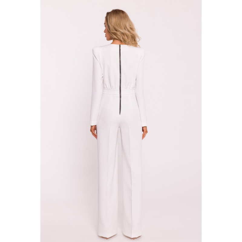 M811 Kombinezon ze zdobieniem w pasie - ecru