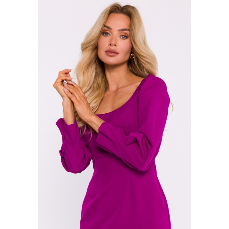 M836 Sukienka mini z głębokim dekoltem - rubinowa