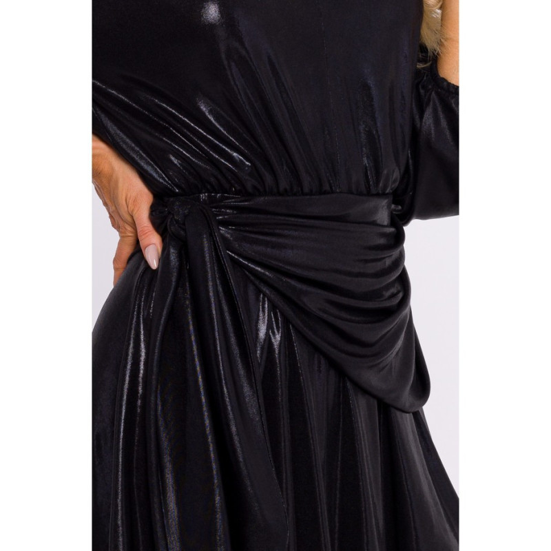 M832 Sukienka mini z wiązaniem na boku - czarna