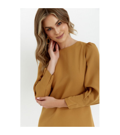 K148 Sukienka trapezowa - cynamonowa