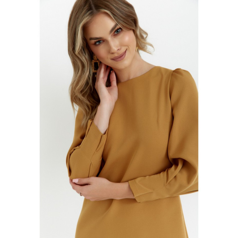 K148 Sukienka trapezowa - cynamonowa