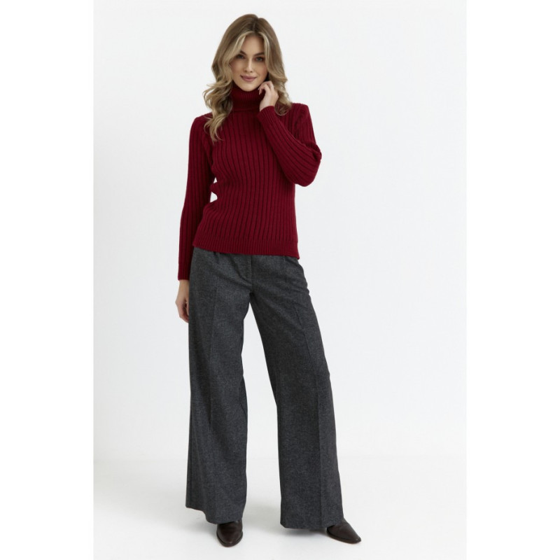 M771 Sweter z golfem - bordowy