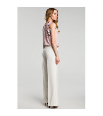 M384 Bluzka z falbankami - pudrowa