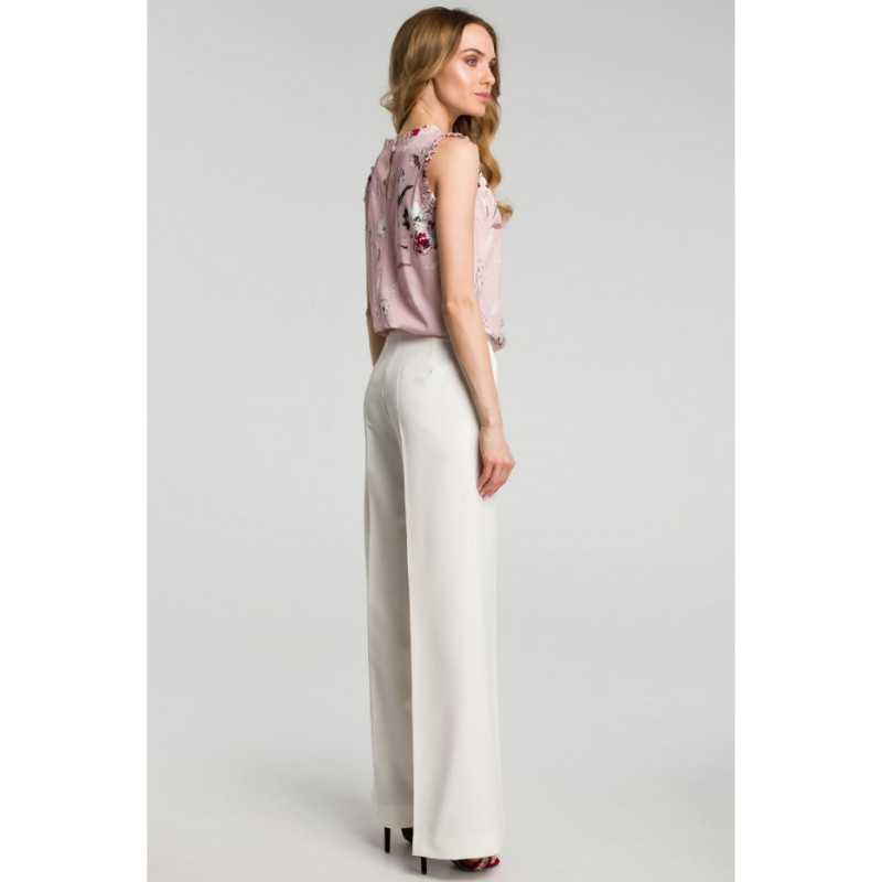 M384 Bluzka z falbankami - pudrowa