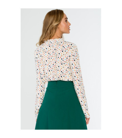 S134 Wiązana bluzka z długim rękawem - ecru