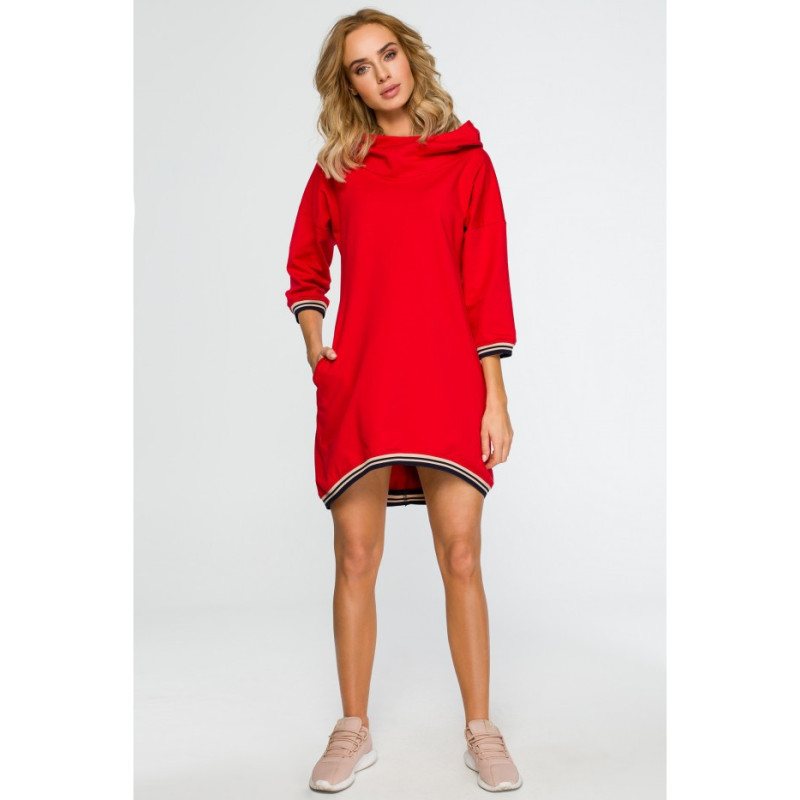 M401 Tunika z kapturem i ściągaczem - czerwona