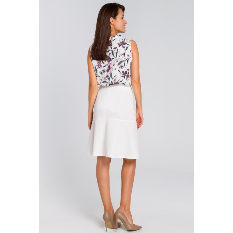 S141 Spódnica midi z karczkiem - ecru