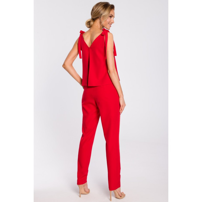 M437 Kombinezon z wiązaniem na ramionach - czerwony