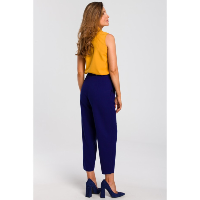 S172 Bluzka damska z kołnierzykiem bez rękawów - żółta