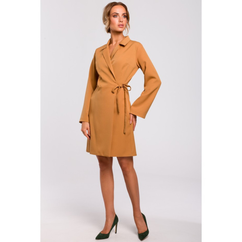 M462 Sukienka żakietowa z wiązaniem na boku - cynamonowa