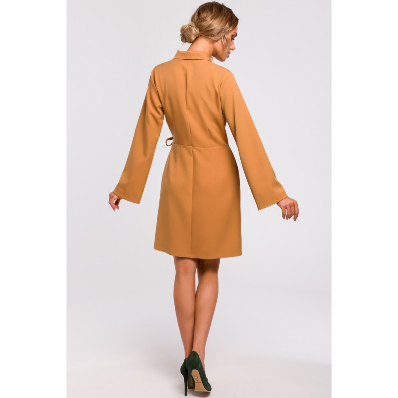 M462 Sukienka żakietowa z wiązaniem na boku - cynamonowa