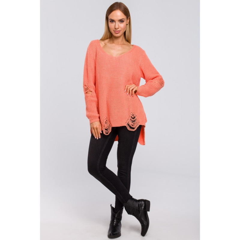 M473 Sweter z dziurami - brzoskwiniowy