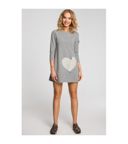 M053 Mini sukienka - tunika z dzianiny - szara