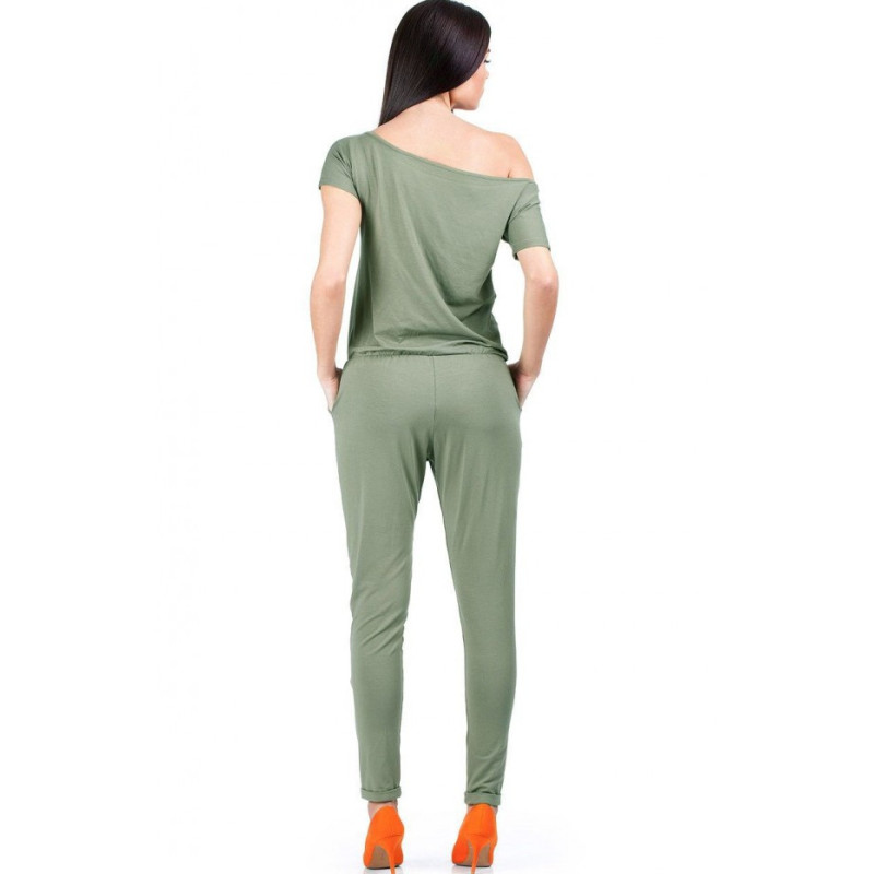 M065 Kombinezon damski z krótkim rękawem - khaki