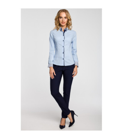 M067 Koszula damska z podwójnym kołnierzykiem - błękitna