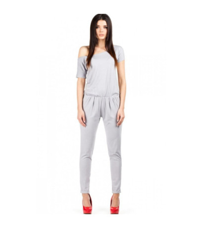 M065 Kombinezon damski z krótkim rękawem - szary