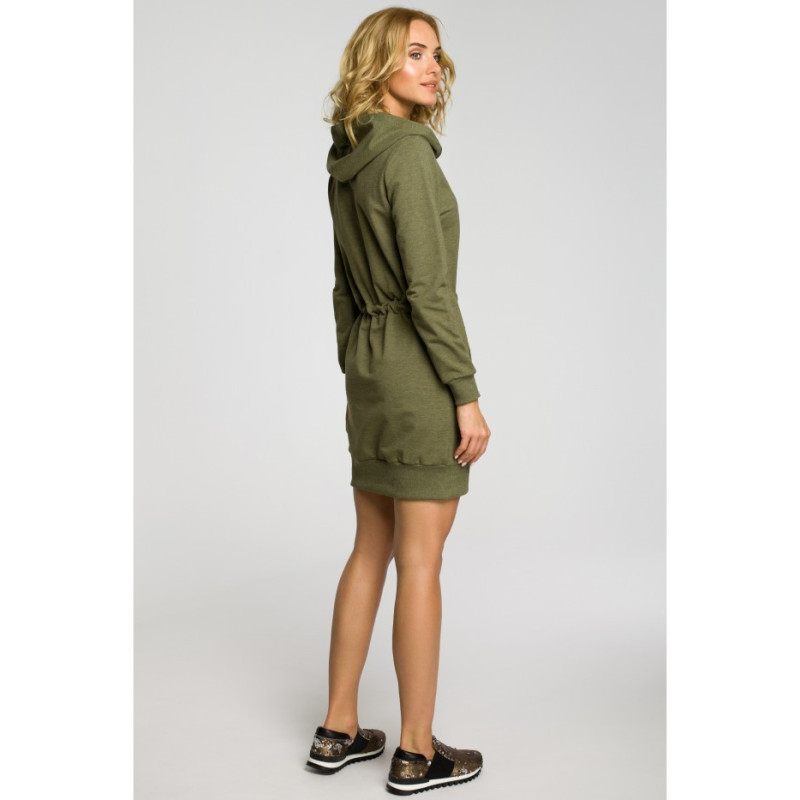 M116 Dresowa sukienka kangurka z kapturem - khaki