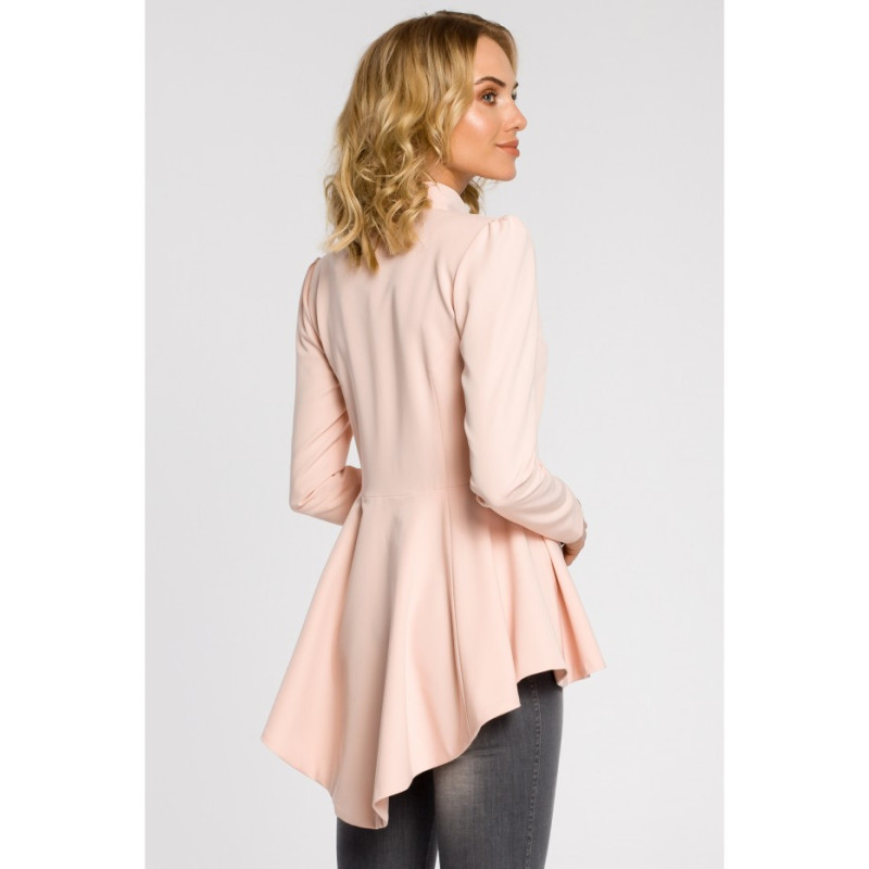 M165 Asymetryczny taliowany żakiet - pudrowy